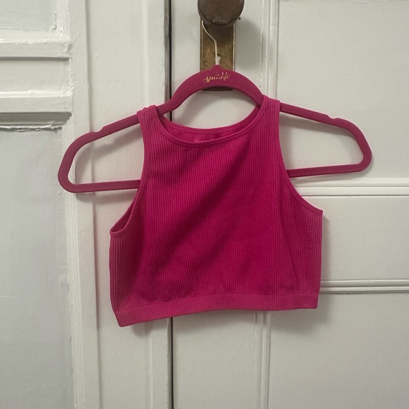 Pink Ribbed Crop Top - Picture 1 of 3